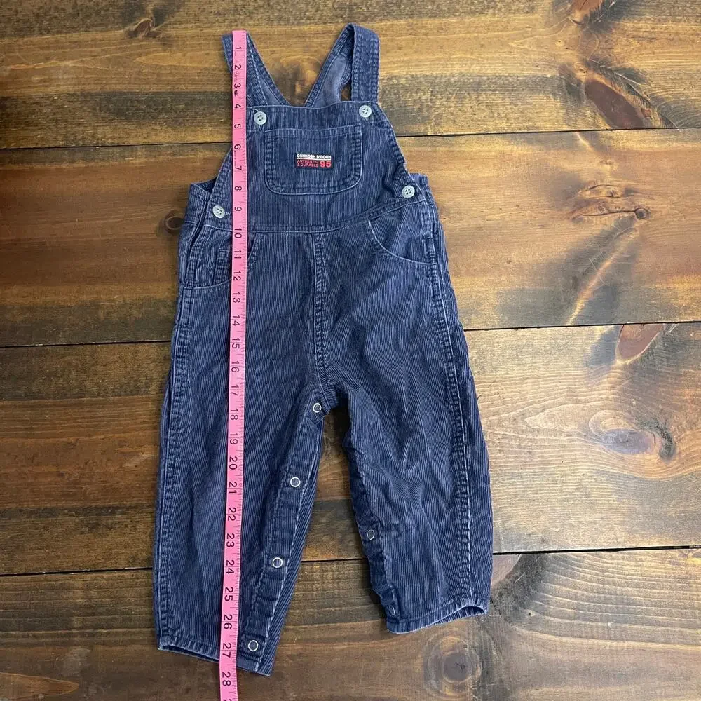 VTG Osh Kosh B'Gosh Navy Blue Corduroy Vestbak Bib Overalls Kids Size 24 Months